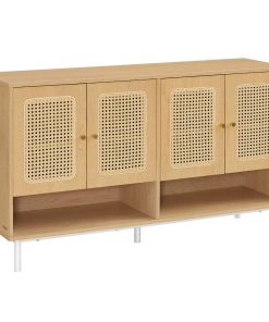 VASAGLE Natural Rattan 3-Tier Shoe Cabinet