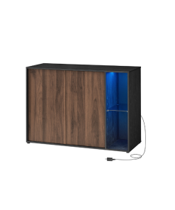 Superfast Toolless Assembly. Storage Cabinet. Accent Buffet Cabinet with Lighting and Glass Shelf. Sideboard