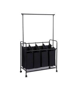 SONGMICS Rolling Laundry Cart with Hanging Bar