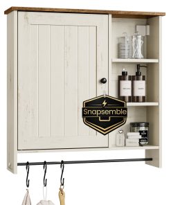 Wall mounted storage cabinet with adjustable shelves for bathroom