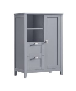 Bathroom Floor Storage Cabinet with Open Compartments and 2 Drawers