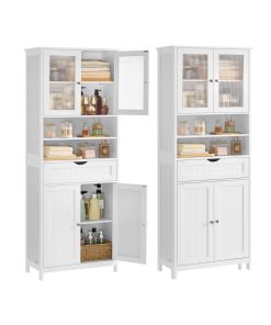 Freestanding storage cabinet with drawer and adjustable shelves