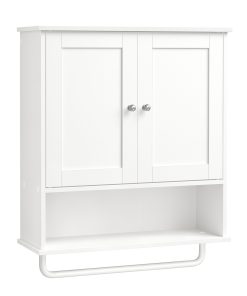Wall Bathroom Cabinet with Adjustable Shelves Towel Rod