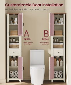Farmhouse Tall Bathroom Cabinet with Drawer and Doors