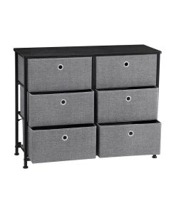 SONGMICS HOME Dresser. Storage Unit with 6 Easy Pull Fabric Drawers. Dresser Drawer. Organizer Unit with Metal Frame. Wooden Tabletop. for Closet. Gray ULTS23G