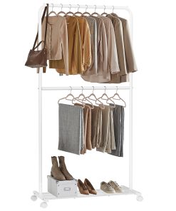 36 Wide Double-Rod Garment Rack on Wheels