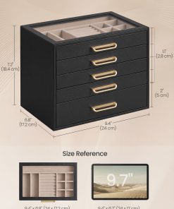 SONGMICS 5-Layer Jewelry Box with Glass Window