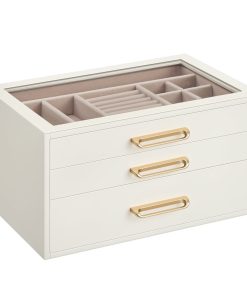 SONGMICS 3-Layer Jewelry Box with Glass Window