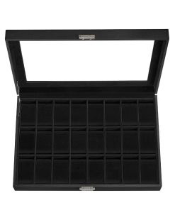 SONGMICS 24-Slot Watch Box. Watch Organizer with Glass Lid 1-Tier Display case. PU Leather. 17.1 x 11.5 x 3.1 Inches. Gift Idea