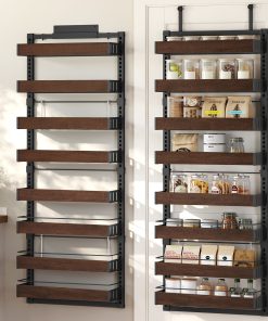 Adjustable wall storage with anti tipping wire and spice racks
