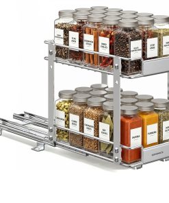 SONGMICS 2 Tier Pull Out Spice Rack for inside Cabinets