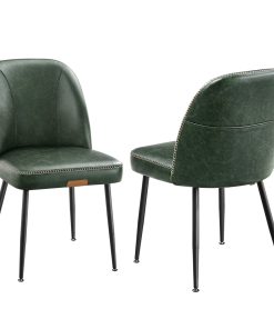 Synthetic leather dining chair with storage pocket