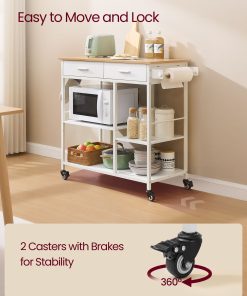 VASAGLE Kitchen Rolling Island. Mobile Kitchen Cart with Storage on Wheels