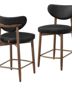 Upholstered wooden bar stool with back for kitchen island