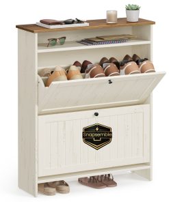 Snapsemble Superfast Assembly. Shoe Storage Cabinet for Entryway with 2 Flip Drawers