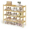 4-Tier Stackable Bamboo Shoe Rack for Closet & Entryway