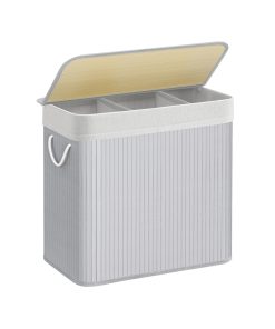 3-Section Foldable Laundry Basket with Lid 150L