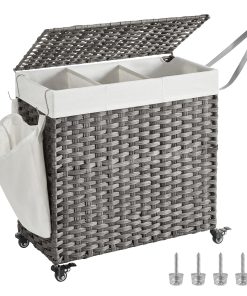 Handwoven Laundry Basket with Wheels