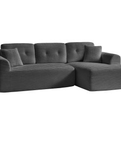 VASAGLE 108.3 Inches Boneless Couch with Chaise. Modular Sectional Sofa. Modern Cloud Couch with Deep Seat. L-Shape Corduroy Sofa for Living Room. Right-Facing Chaise