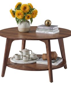 VASAGLE MAEZO Collection - Round Coffee Table. 2-Tier Center Table with Storage