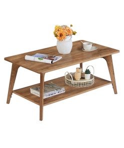 Maezo Collection - Coffee Table. 2-Tier Living Room Table with Storage. Center Table with Rounded Corners