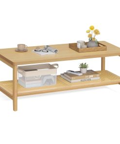 VASAGLE 2-Tier Coffee Table for Living Room. Rectangular Living Room Table