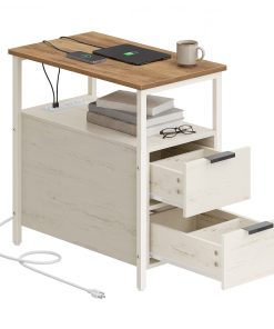 Side Table with Charging Station