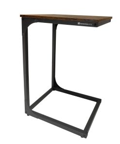 C-Shaped End Table with Metal Frame