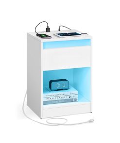 Kailyn Collection - Modern Nightstand with Charging Station and LED Lights
