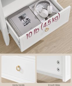 VASAGLE Nightstands. Set of 2 Bedside Tables. Side End Tables with Drawer and Open Shelf