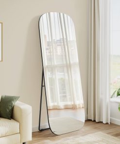 SONGMICS Full Length Mirror. 160 x 50 cm. Rounded Rectangle Full Body Floor Mirror with Stand