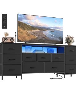 SONGMICS BELLAH Collection - TV Stand for TVs Up to 70 Inches. Dresser for Bedroom. Living Room. Chest of Drawers. Steel. 11 Drawers and Shelf. Modern
