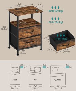 SONGMICS Nightstand. Bed Side Table. End Table with 2 Drawers | 1 Open Shelf. Industrial