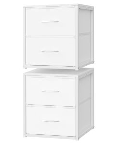 Stackable fabric drawers with wood top