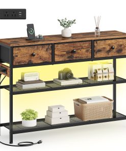 LED Powered Entryway Storage with Fabric Drawers