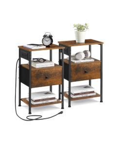 Set of 2 Nightstands with Charging Stations