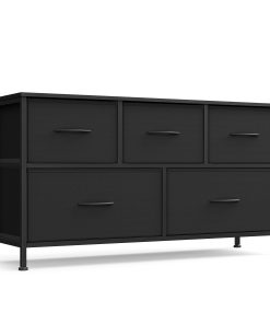 Dresser for Bedroom. Wide Dresser with 5 Fabric Drawers