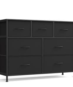 Wide Bedroom Storage Dresser with 7 Fabric Drawers