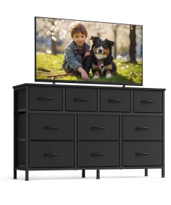 SONGMICS Dresser for Bedroom. Wide Dresser with 10 Fabric Drawers. 11.8D x 44.8W x 26.8H (10 Drawers)