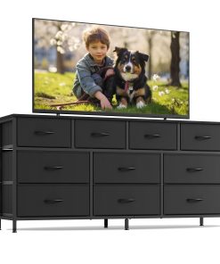 SONGMICS Dresser for Bedroom. Wide Dresser with 10 Fabric Drawers. 13.8D x 57.8W x 26.8H (10 Drawers)