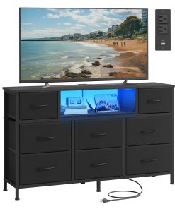 BELLAH Collection - Dresser for Bedroom with Outlets and LED Lights. TV Stand for TVs Up to 55 Inches