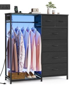 3-in-1 Closet Organizer with LED Lights and Charging Station