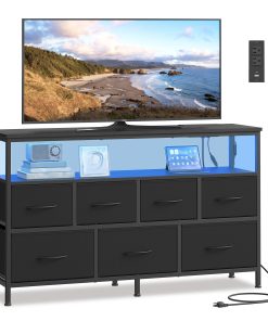 SONGMICS Dresser with App-Controlled LED Lights. 7 Fabric Drawers Dresser. 11.8D x 44.8W x 26.8H (7 Drawers)