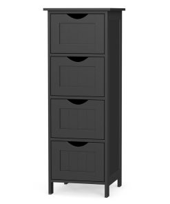 Slim bathroom storage cabinet with drawers for laundry or kitchen