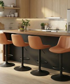 Bar Stools Set of 4. Adjustable Height Swivel Barstools
