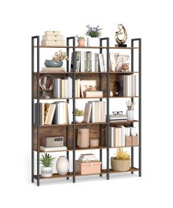 Tall bookshelf with steel frame for living room and bedroom