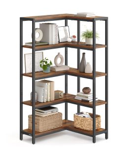 VASAGLE 5 Tier Bookshelf. Convertible Corner Shelf