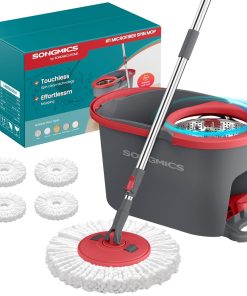 360° Spin Mop & Bucket Set with Foot Pedal Wringer and Reusable Microfiber Pads