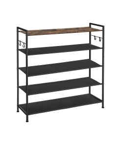 5-Tier Shoe Rack with 4 Hooks