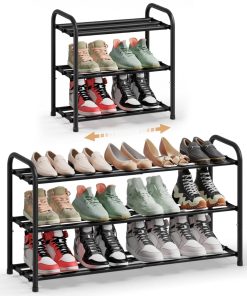 Expandable shoe rack adjustable organizer sturdy for entryway